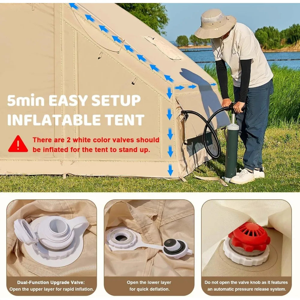 Inflatable Tents for Camping, Blow Up Tent with Hand Pump, Waterproof Oxford Air Tent for Campings Adult, Outdoor Camping Tents