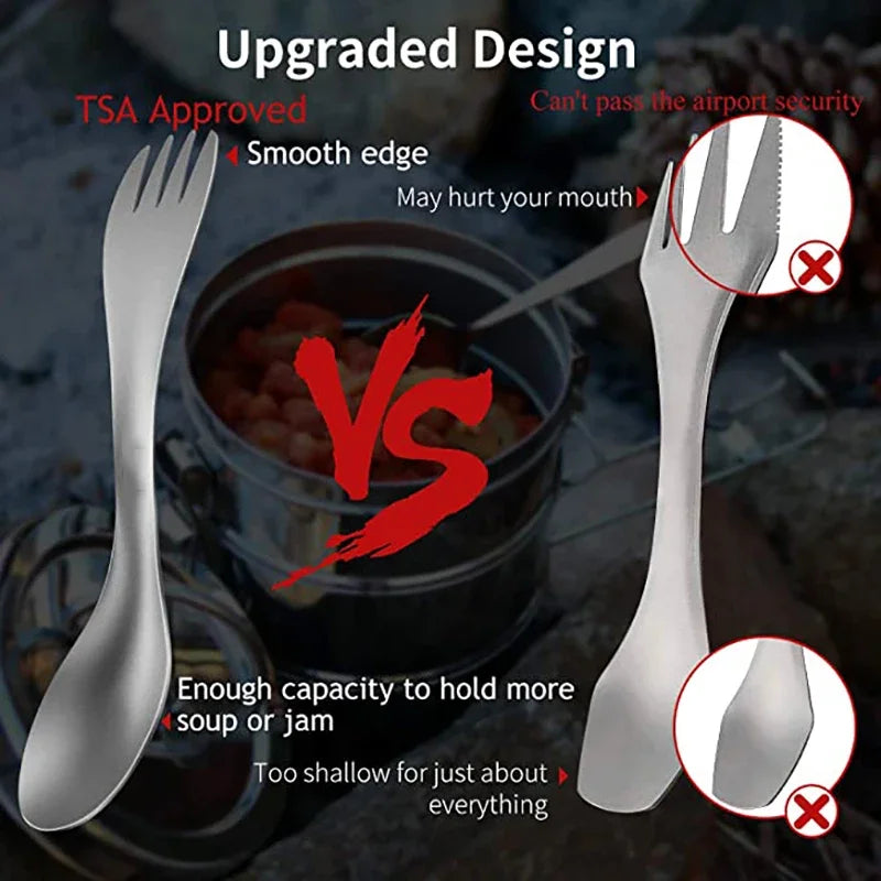 Ultra-light Titanium Spoon Super Hard 2 In 1 Fork Spoon Outdoor Camping Picnic Tableware EDC Survival Tool for Traveling Hiking