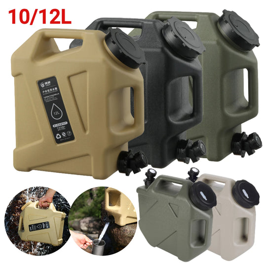 10/12L Outdoor Water Bucket Large-Capacity Portable Camping Water Bag Container with Faucet Driving Water Tank for Picnic Hiking