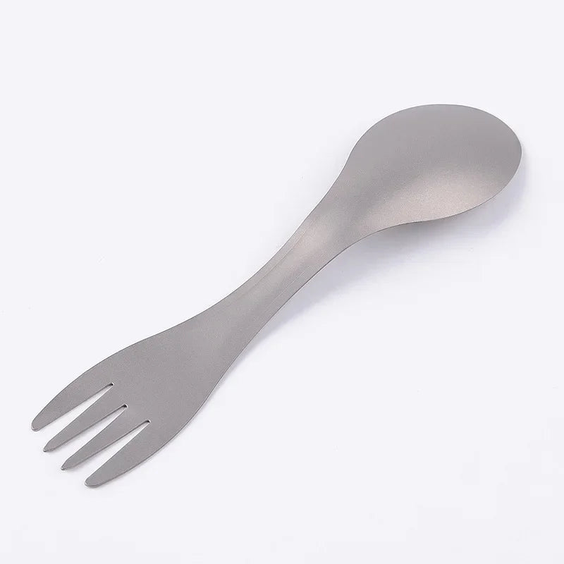Ultra-light Titanium Spoon Super Hard 2 In 1 Fork Spoon Outdoor Camping Picnic Tableware EDC Survival Tool for Traveling Hiking