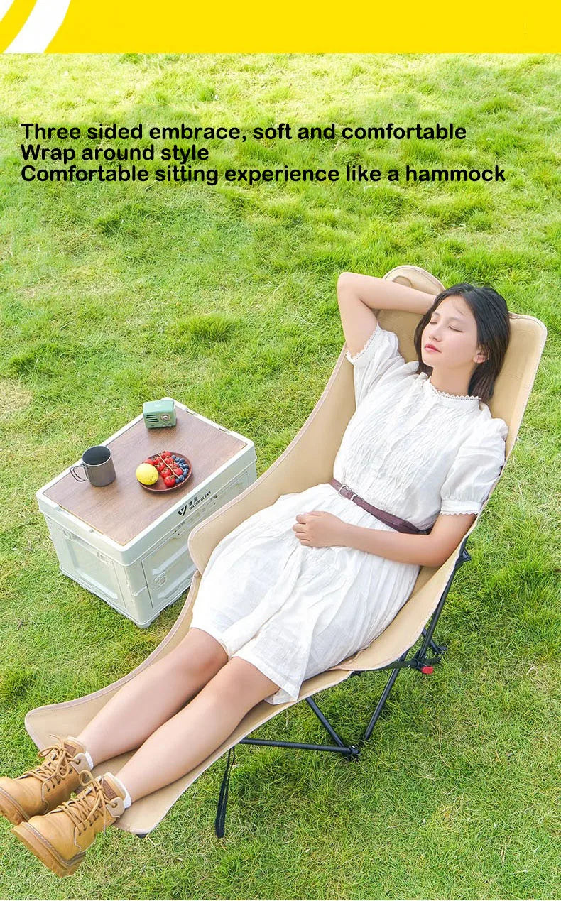 Three-Speed Adjustable Outdoor Portable Folding Chair Camping Picnic Folding Chair Outdoor High-Back Reclining Moon Chair