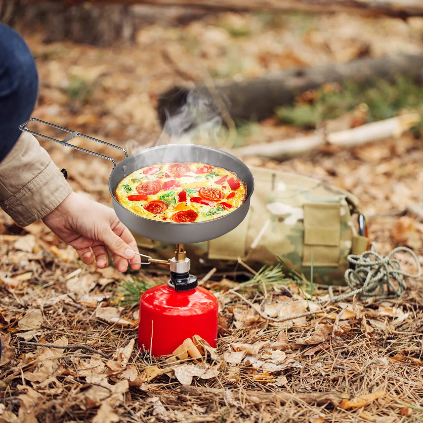 750ml/1000ml Ultralight Titanium Frypan Outdoor Camping Hiking Tableware Cookware Picnic Cooking Frying Pan 2023