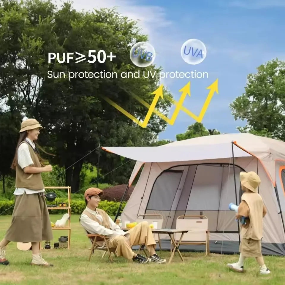 Camping Family Hiking Tent 3-12 Person Double Layers Oversize 2 Rooms Thickened Rainproof Outdoor Family Camp Tour Equipment
