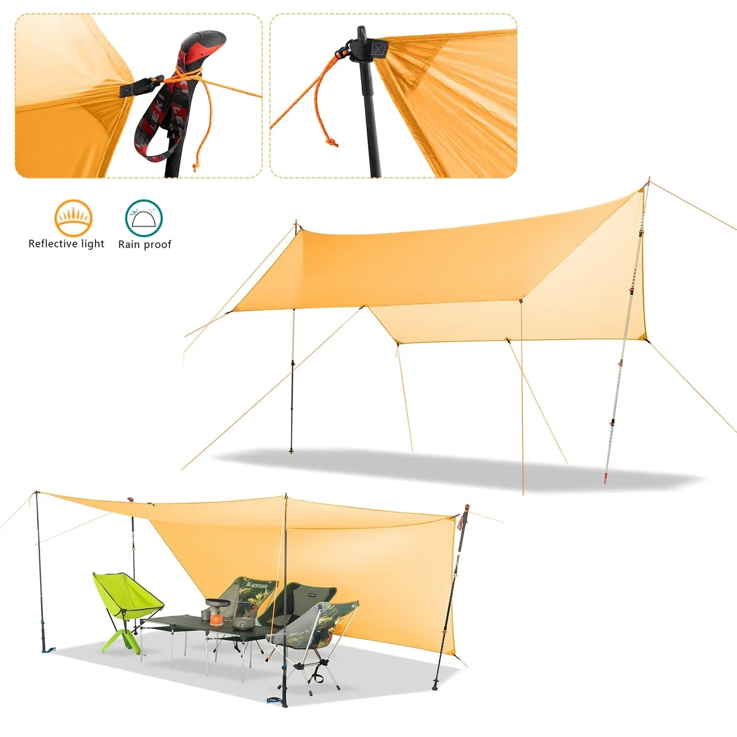 450g 20D Two-Side Silicone Coated Nylon Tarp Ultralight Sun Shelter Beach Tent Pergola Awning Canopy Rainfly Camping Sunshelter