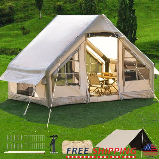 Inflatable Camping Tent 4-6-8 Person Waterproof Family Tent with Large Tarps Easy Setup Portable Outdoor Use