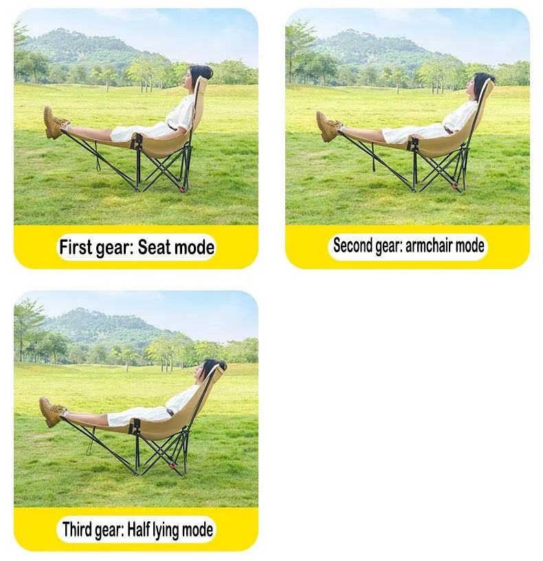 Three-Speed Adjustable Outdoor Portable Folding Chair Camping Picnic Folding Chair Outdoor High-Back Reclining Moon Chair
